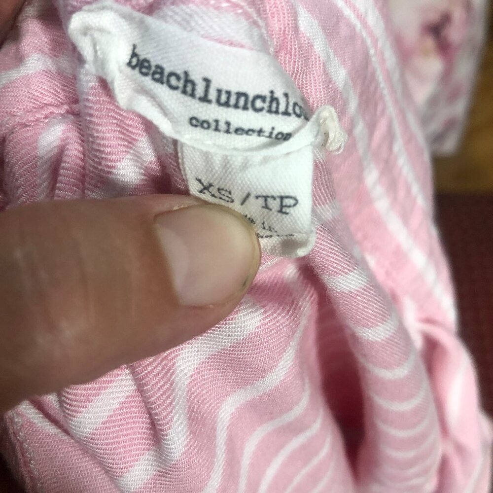Beach Lunch Lounge Pink White Striped ButtonDown Shirt Collar Beachy  XS - Picture 5 of 6